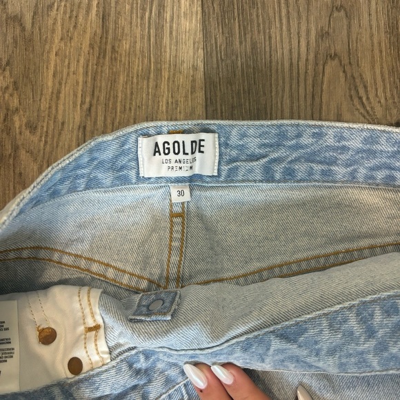 AGOLDE Criss Cross Light Wash Denim Mini Skirt - Picture 6 of 6